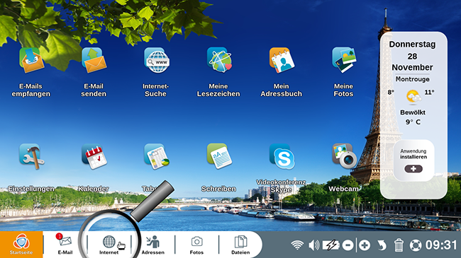 Auf das Symbol "Internet" klicken