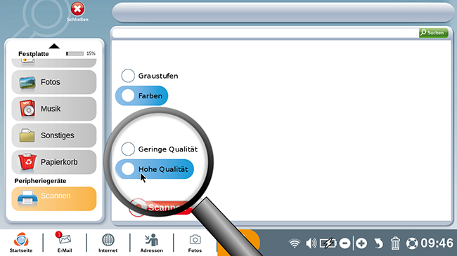 Scan-Qualität auswählen