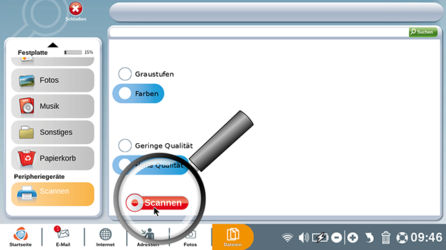 Auf "Scannen" klicken