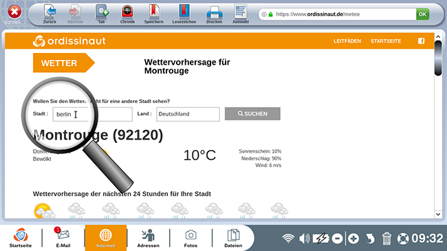 Eingabe der Stadt