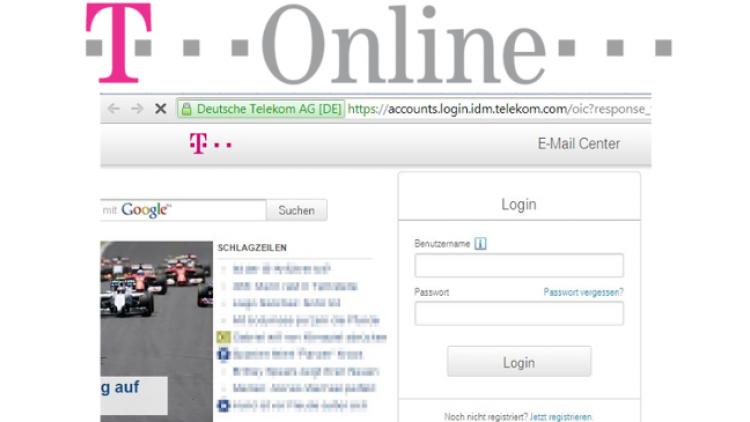 Startseite des T-Online E-Mail Centers